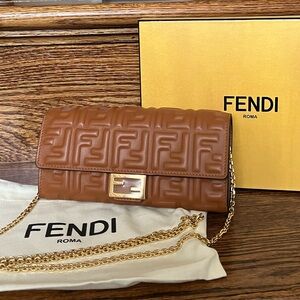 Fendi Baguette Continental Wallet With Chain